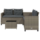 Garden Sofa with Table and Cushions L-Shaped Grey Poly Rattan - Top-Down View