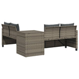 Garden Sofa with Table and Cushions L-Shaped Grey Poly Rattan - Rear View