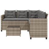 Garden Sofa with Table and Cushions L-Shaped Grey Poly Rattan - Top-Down View