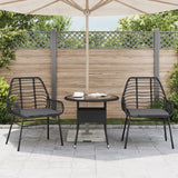 Garden Chairs 2 pcs with Cushions Black Poly Rattan - Side View
