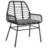 Garden Chairs 2 pcs with Cushions Black Poly Rattan - Top-Down View