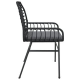 Garden Chairs 2 pcs with Cushions Black Poly Rattan - Rear View