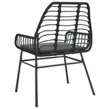 Garden Chairs 2 pcs with Cushions Black Poly Rattan - Close-Up Angle