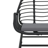 Garden Chairs 2 pcs with Cushions Black Poly Rattan - Low Angle