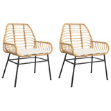 Garden Chairs 2 pcs with Cushions Brown Poly Rattan