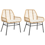 Garden Chairs 2 pcs with Cushions Brown Poly Rattan - Front View