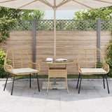 Garden Chairs 2 pcs with Cushions Brown Poly Rattan - Side View