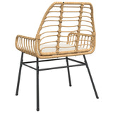Garden Chairs 2 pcs with Cushions Brown Poly Rattan - Close-Up Angle