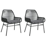 Garden Chairs 2 pcs with Cushions Black Poly Rattan