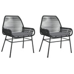 Garden Chairs 2 pcs with Cushions Black Poly Rattan