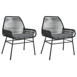 Garden Chairs 2 pcs with Cushions Black Poly Rattan - Front View