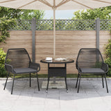 Garden Chairs 2 pcs with Cushions Black Poly Rattan - Side View
