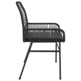 Garden Chairs 2 pcs with Cushions Black Poly Rattan - Rear View