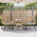 Garden Chairs 2 pcs with Cushions Brown Poly Rattan - Side View