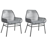 Garden Chairs 2 pcs with Cushions Grey Poly Rattan - Front View
