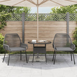 Garden Chairs 2 pcs with Cushions Grey Poly Rattan - Side View