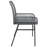 Garden Chairs 2 pcs with Cushions Grey Poly Rattan - Rear View