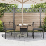 Garden Chairs 2 pcs with Cushions Black Poly Rattan - Side View