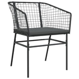 Garden Chairs 2 pcs with Cushions Black Poly Rattan - Top-Down View