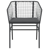 Garden Chairs 2 pcs with Cushions Black Poly Rattan - 45-Degree Angle