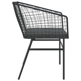 Garden Chairs 2 pcs with Cushions Black Poly Rattan - Rear View