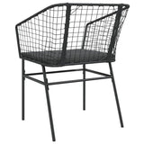 Garden Chairs 2 pcs with Cushions Black Poly Rattan - Close-Up Angle