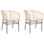 Garden Chairs 2 pcs with Cushions Brown Poly Rattan