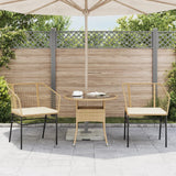 Garden Chairs 2 pcs with Cushions Brown Poly Rattan - Side View