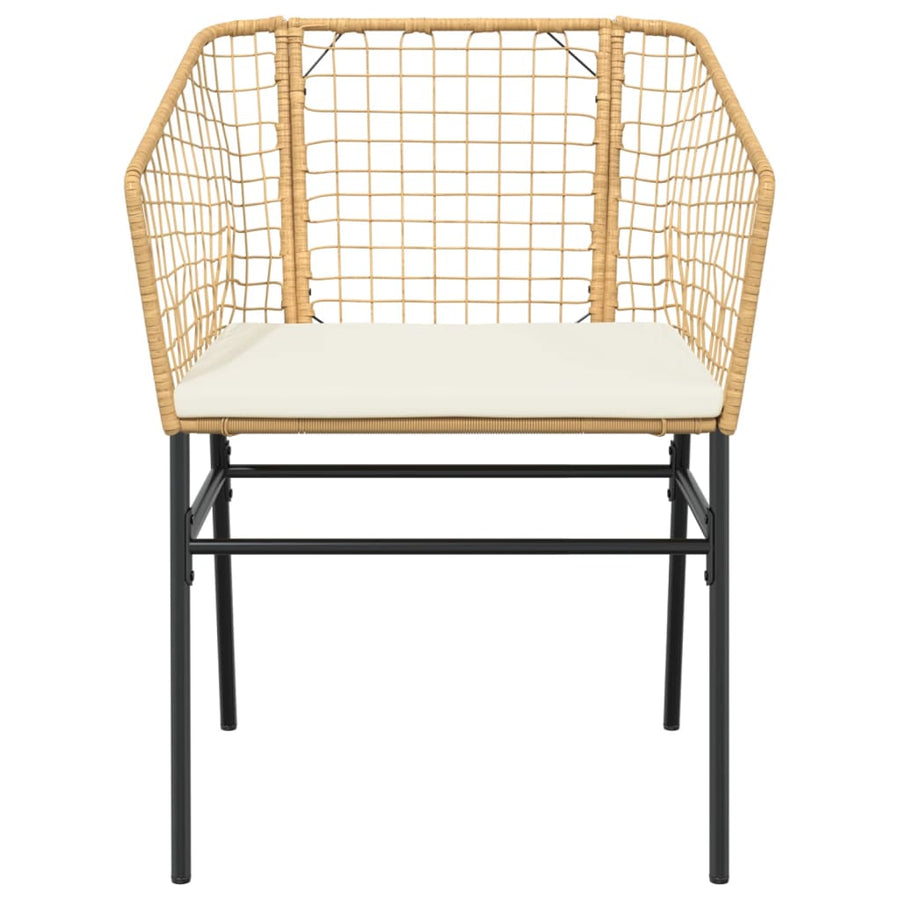 Garden Chairs 2 pcs with Cushions Brown Poly Rattan