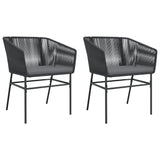 Garden Chairs 2 pcs with Cushions Black Poly Rattan - Front View