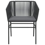 Garden Chairs 2 pcs with Cushions Black Poly Rattan - 45-Degree Angle