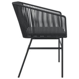 Garden Chairs 2 pcs with Cushions Black Poly Rattan - Rear View
