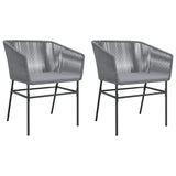 Garden Chairs 2 pcs with Cushions Grey Poly Rattan - Front View