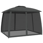 Gazebo with Double Roof&Mesh Walls Anthracite 2.93x2.93 m Steel