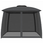 Gazebo with Double Roof&Mesh Walls Anthracite 2.93x2.93 m Steel