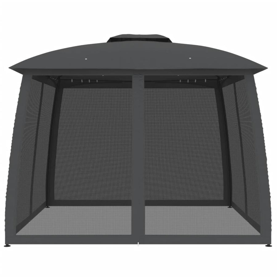 Gazebo with Double Roof&Mesh Walls Anthracite 2.93x2.93 m Steel