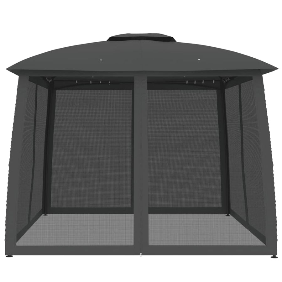 Gazebo with Double Roof&Mesh Walls Anthracite 2.93x2.93 m Steel