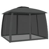 Gazebo with Double Roof&Mesh Walls Anthracite 2.93x2.93 m Steel - 45-Degree Angle