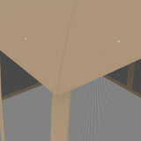 Gazebo with Double Roof&Mesh Walls Taupe 2.93x2.93 m Steel - Close-Up Angle