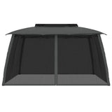 Gazebo with Double Roof&Mesh Walls Anthracite 3.93x2.93 m Steel - Side View