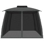 Gazebo with Double Roof&Mesh Walls Anthracite 3.93x2.93 m Steel