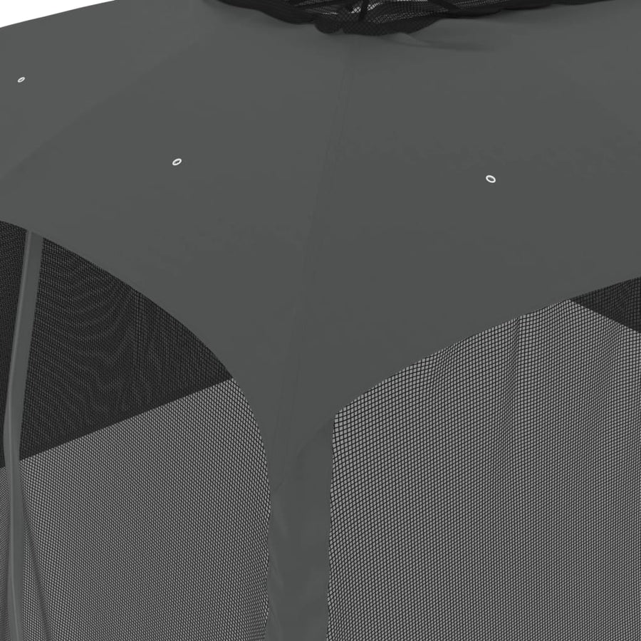 Gazebo with Double Roof&Mesh Walls Anthracite 3.93x2.93 m Steel