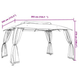 Gazebo with Double Roof&Mesh Walls Anthracite 3.93x2.93 m Steel - Extra Image