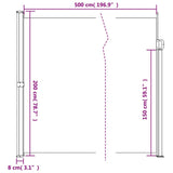 Retractable Side Awning Anthracite 200x500 cm