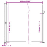Retractable Side Awning Taupe 220x600 cm - Extra Image