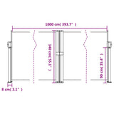 Retractable Side Awning Black 140x1000 cm