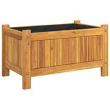Garden Planter with Liner 54x31x30 cm Solid Wood Acacia - Front View