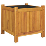 Garden Planter with Liner 42x42x40 cm Solid Wood Acacia - Front View