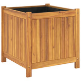 Garden Planter with Liner 50x50x50 cm Solid Wood Acacia - Close-Up Angle