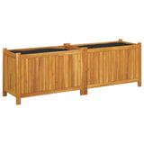 Garden Planter with Liner 153x38.5x50 cm Solid Wood Acacia - Front View